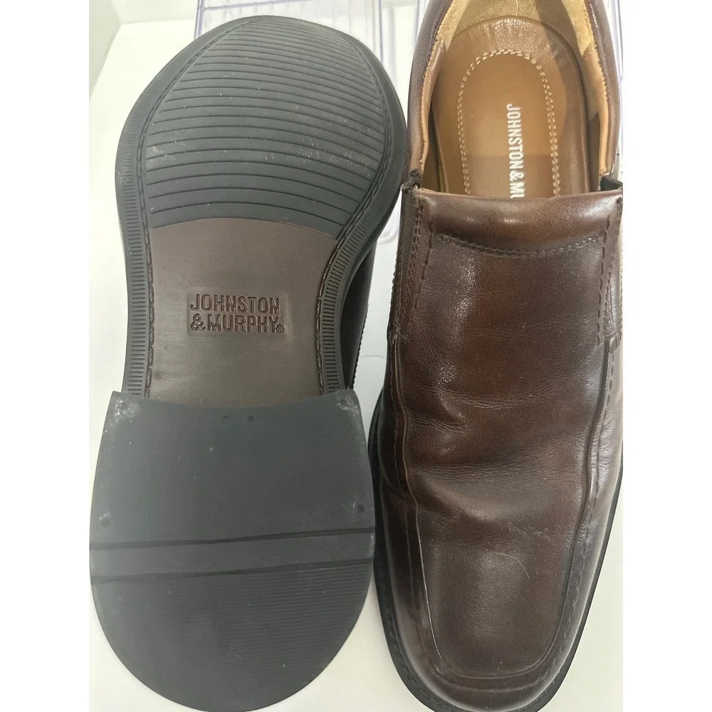 Johnston & Murphy Leather Slip On Loafers Dress Shoes Comfort Brown Size‎ 9 1/2